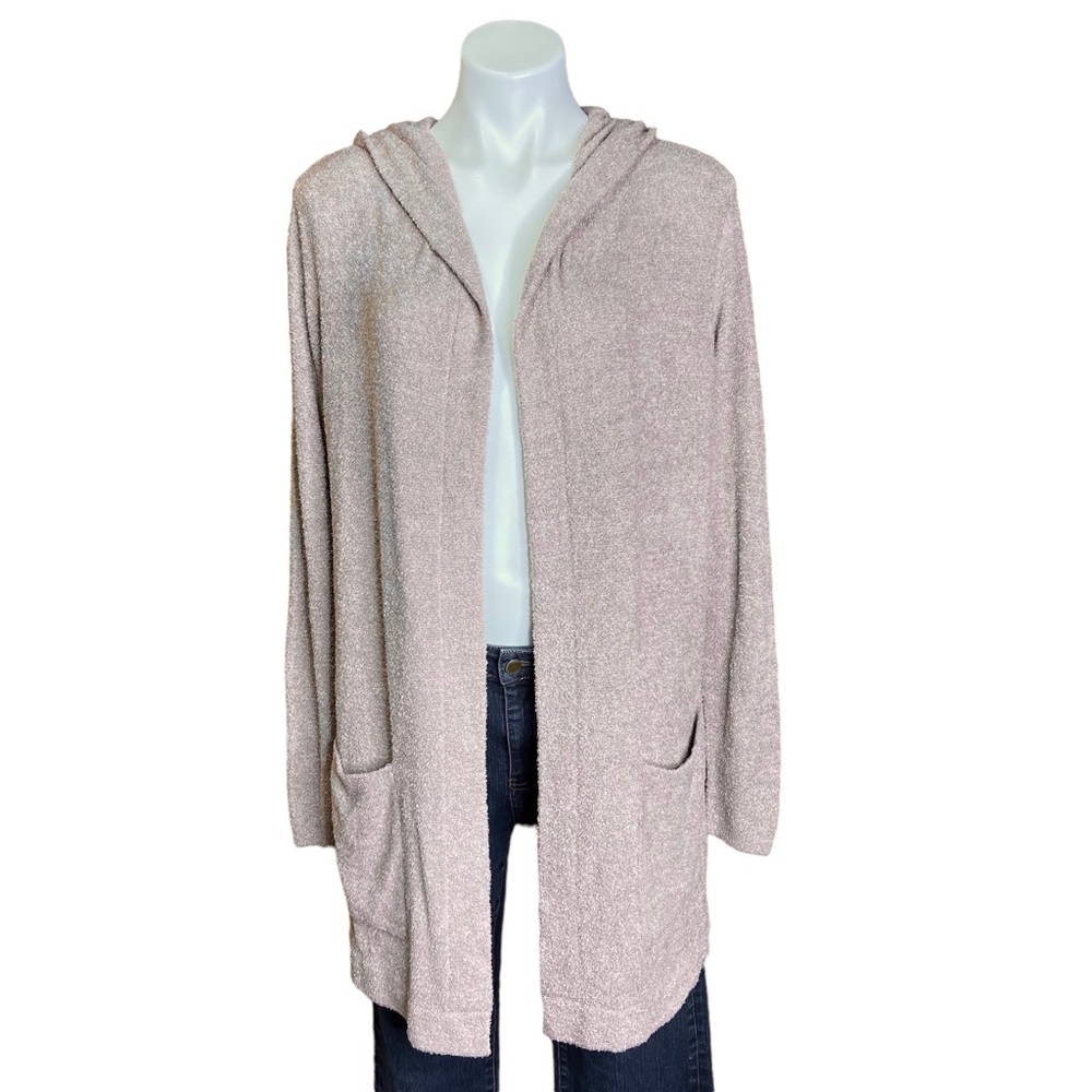 BAREFOOT DREAMS Cozychic Lite Open Front Hooded Cardigan Sweater Medium